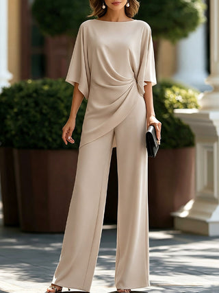 Conjunto de Blusa con Mangas Tipo Capa y Pantalón de Pierna Ancha Cayetana
