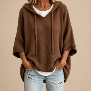 Ottavia | Poncho de punto con capucha y mangas tres cuartos