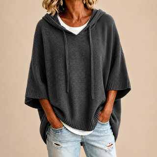 Ottavia | Poncho de punto con capucha y mangas tres cuartos