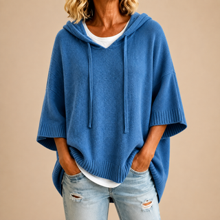 Ottavia | Poncho de punto con capucha y mangas tres cuartos