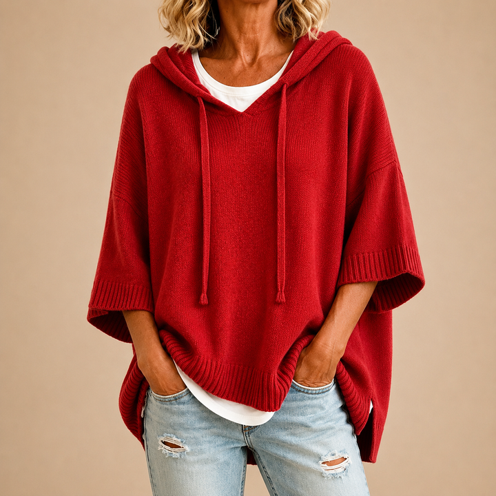 Ottavia | Poncho de punto con capucha y mangas tres cuartos