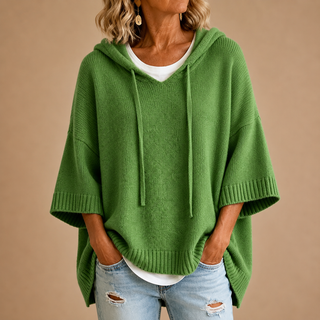 Ottavia | Poncho de punto con capucha y mangas tres cuartos